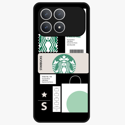 Starbucks Mocha Glass Case showing flat back view with coffee inspired artwork and glossy glass finish.