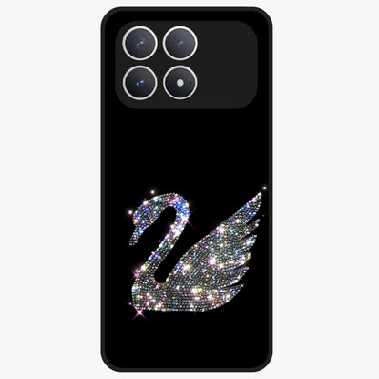 Starlit Swan Grace Glass Case showing flat back view with graceful swan artwork under starry sky and glossy glass finish.