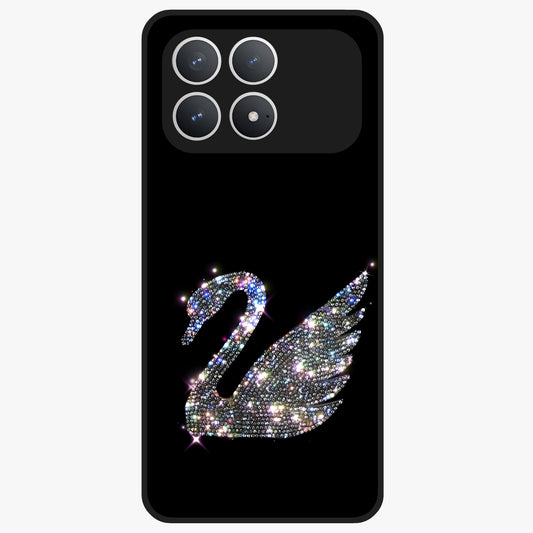Starlit Swan Grace Glass Case showing flat back view with graceful swan artwork under starry sky and glossy glass finish.