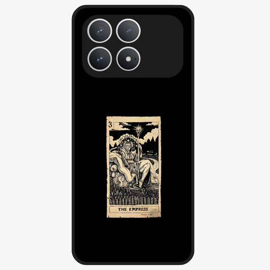 The Empress Glass Case showing flat back view with regal feminine artwork and glossy glass finish.