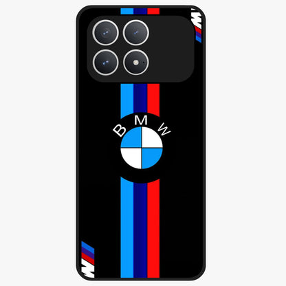 Turbo BMW Beast Glass Case showing flat back view with high performance sports car artwork and glossy glass finish.
