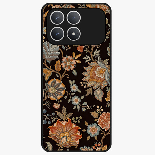Vintage Floral Dream Glass Case showing flat back view with classic floral artwork and glossy glass finish.