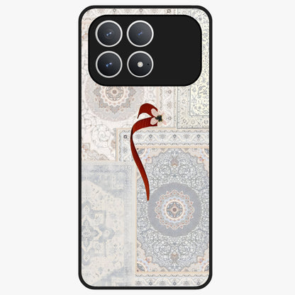 White Aesthetic Bow Glass Case showing flat back view with minimal bow artwork and glossy glass finish.