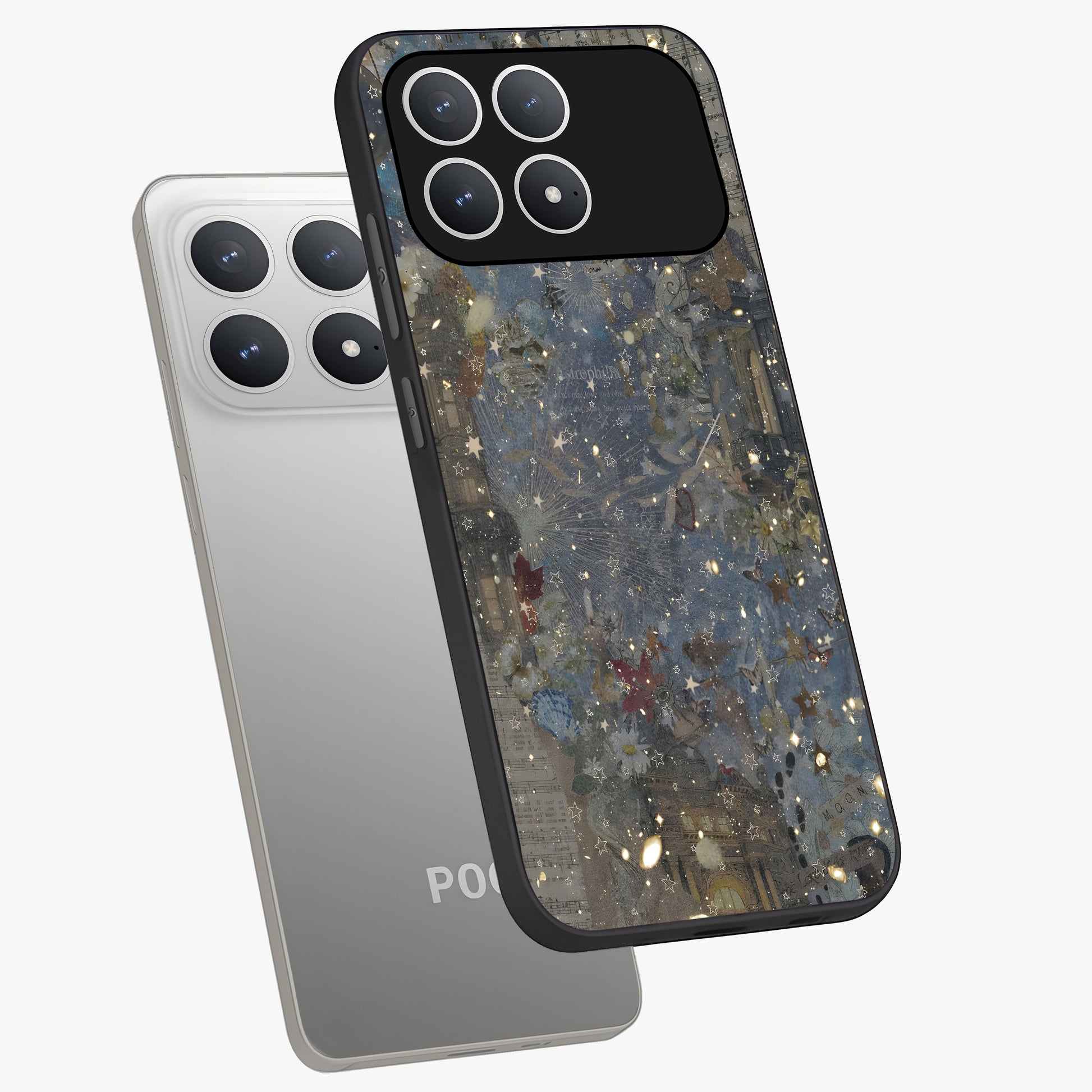 Aesthetic Astrolophia Glass Case displayed in angled mockup highlighting artistic aesthetic elements and smooth glass surface.