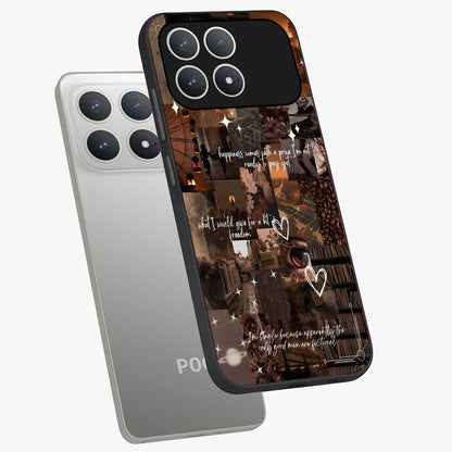 Bittersweet Aesthetic Chaos Glass Case displayed in angled mockup highlighting expressive abstract artwork and edgy aesthetic theme.