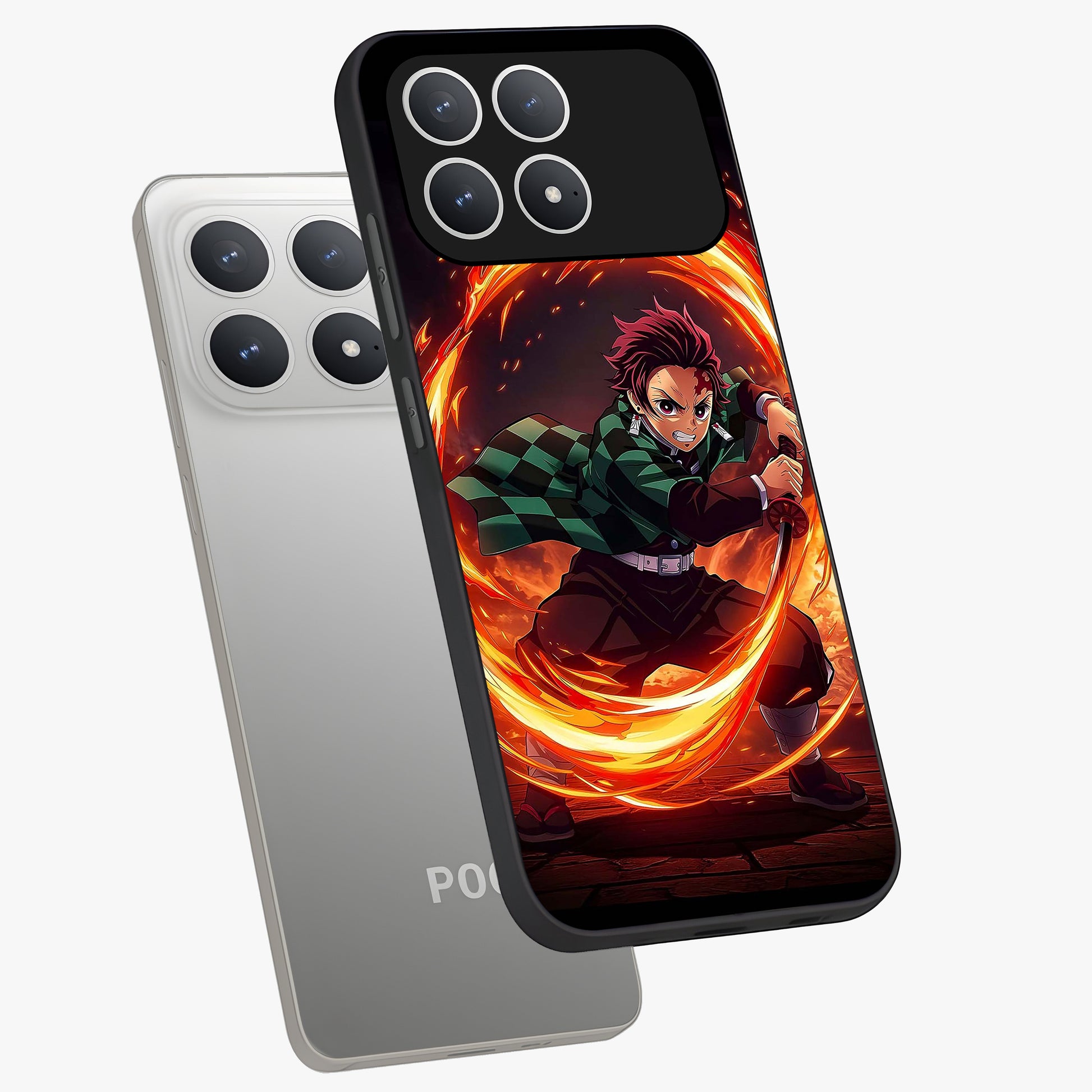 Blazing Sword Resolve Glass Case displayed in angled mockup highlighting powerful sword illustration and bold fantasy theme.