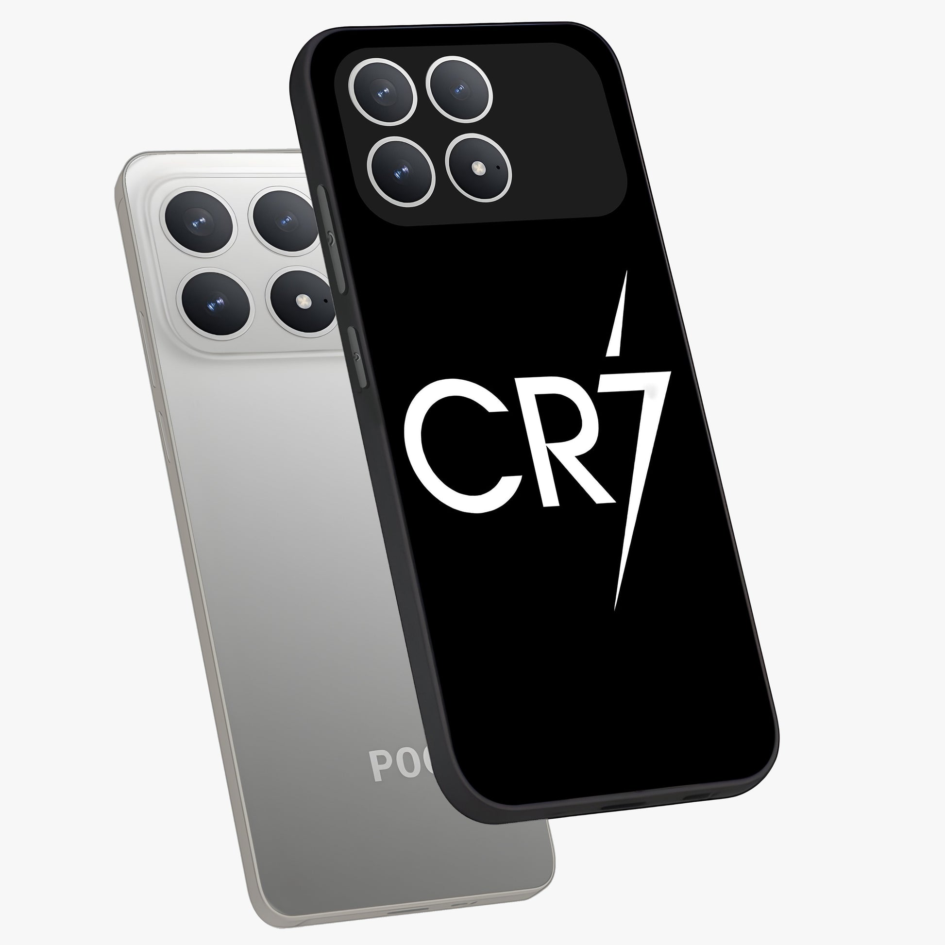 Cr7 Elite Strike Glass Case displayed in angled mockup highlighting powerful sports graphic with bold athletic theme.