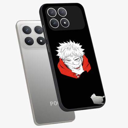 Crimson Chaos Smile Glass Case displayed in angled mockup highlighting edgy crimson smile design with graphic aesthetic.