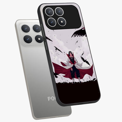 Crimson Crow Ascension Glass Case displayed in angled mockup highlighting powerful crow illustration with dark crimson aesthetic.