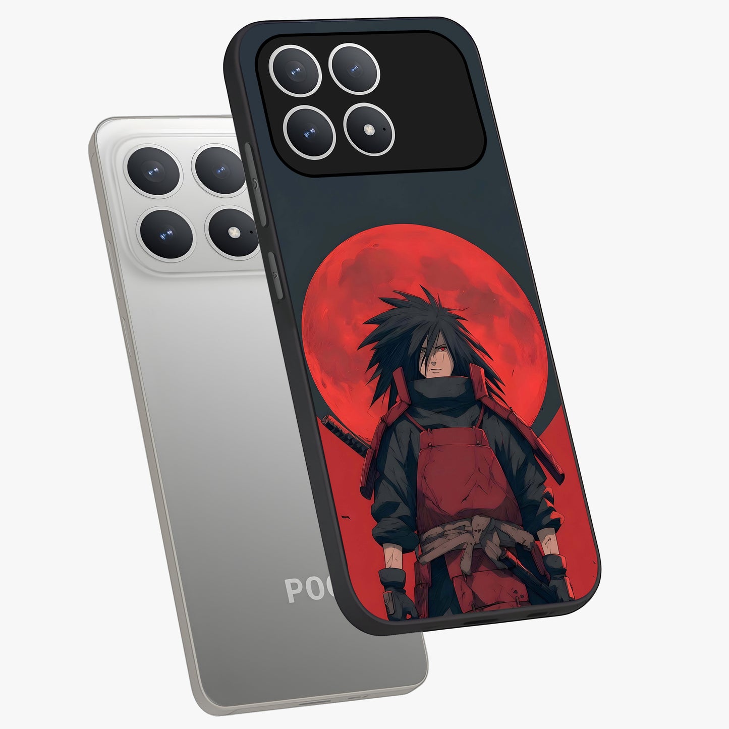 Crimson Moon Warlord Glass Case displayed in angled mockup highlighting dramatic crimson moon design with fantasy aesthetic.