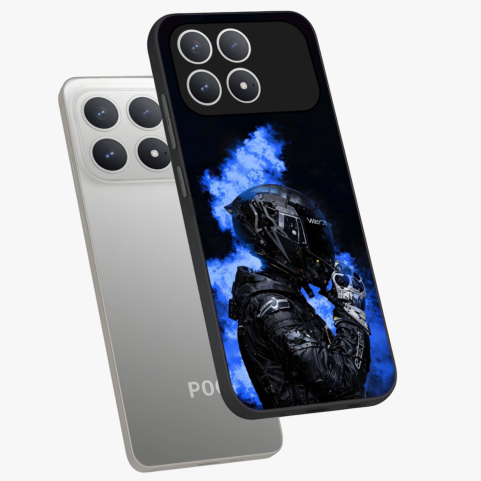 Cyber Sentinel Protocol Glass Case displayed in angled mockup highlighting digital cyber design with sci-fi aesthetic style.