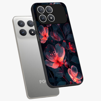 Dark Shade of Flower Glass Case displayed in angled mockup highlighting moody floral illustration with aesthetic dark tones.