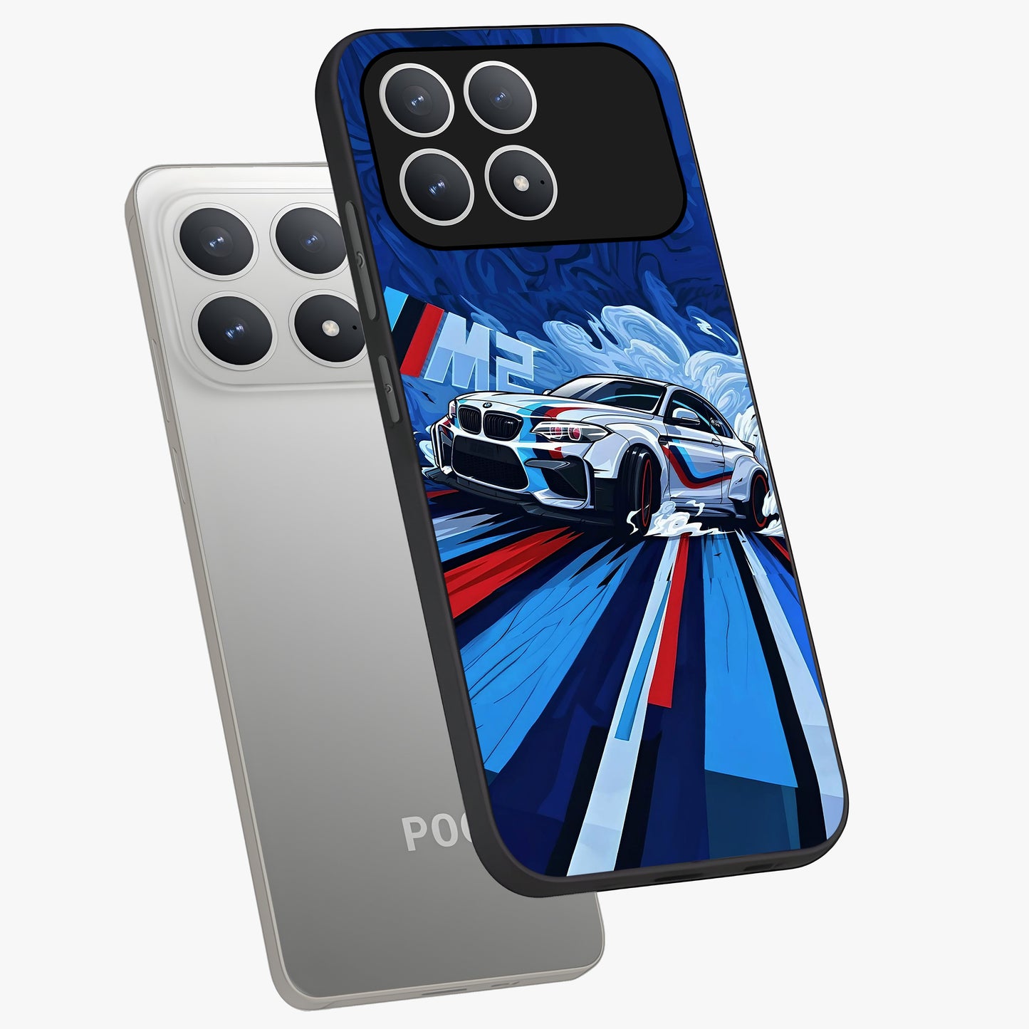 Drift Power Rush Glass Case displayed in angled mockup highlighting powerful drift car design with sporty aesthetic style.