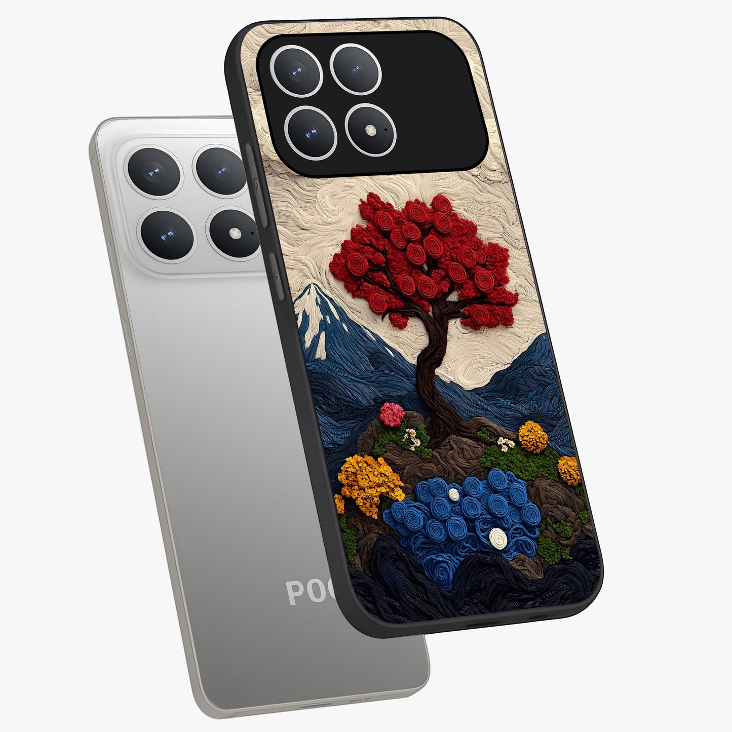 Eternal Nature Tapestry Glass Case displayed in angled mockup highlighting detailed botanical pattern with artistic aesthetic.