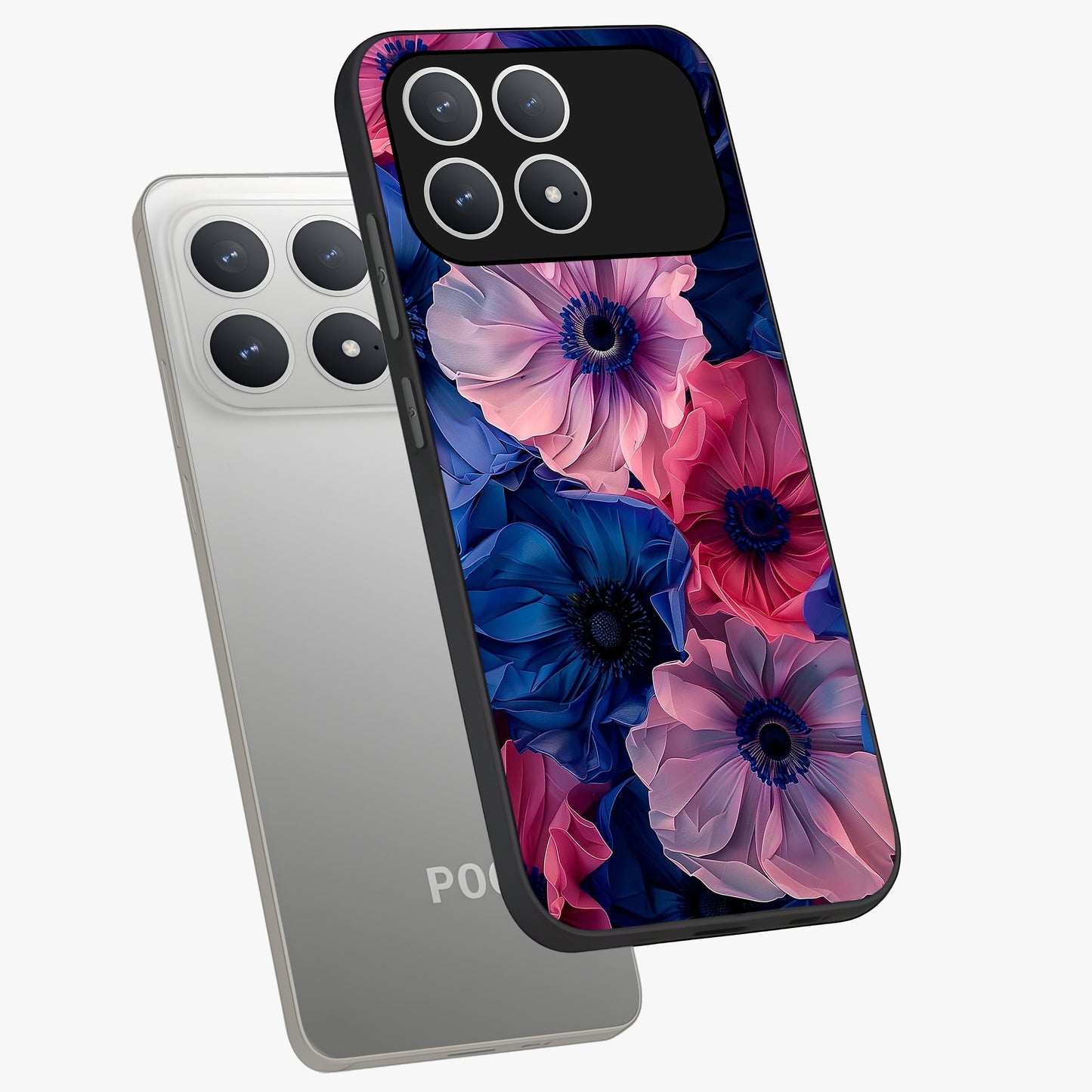 Flower Paper Art Pattern Glass Case displayed in angled mockup highlighting layered paper flower design with artistic aesthetic.