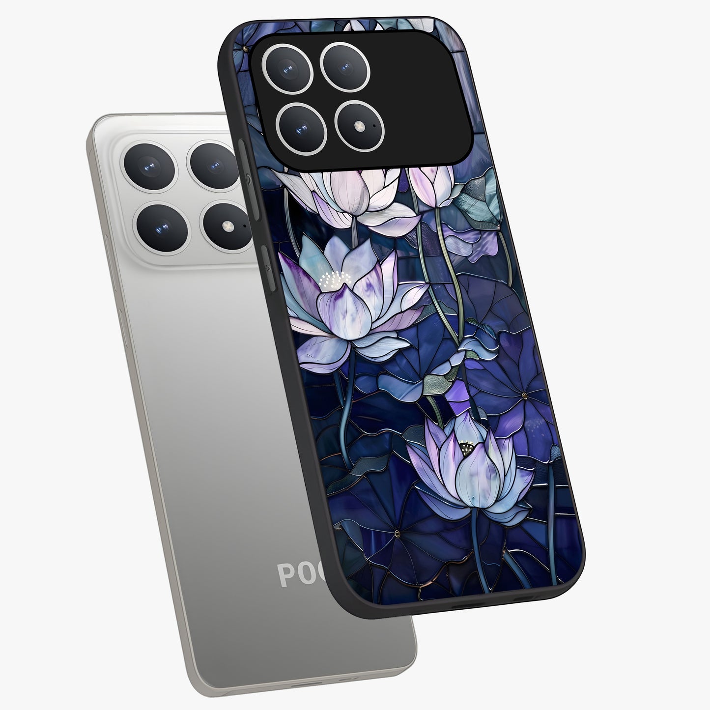 Gloss Petal Rush Glass Case displayed in angled mockup highlighting vibrant petal design with elegant floral aesthetic.