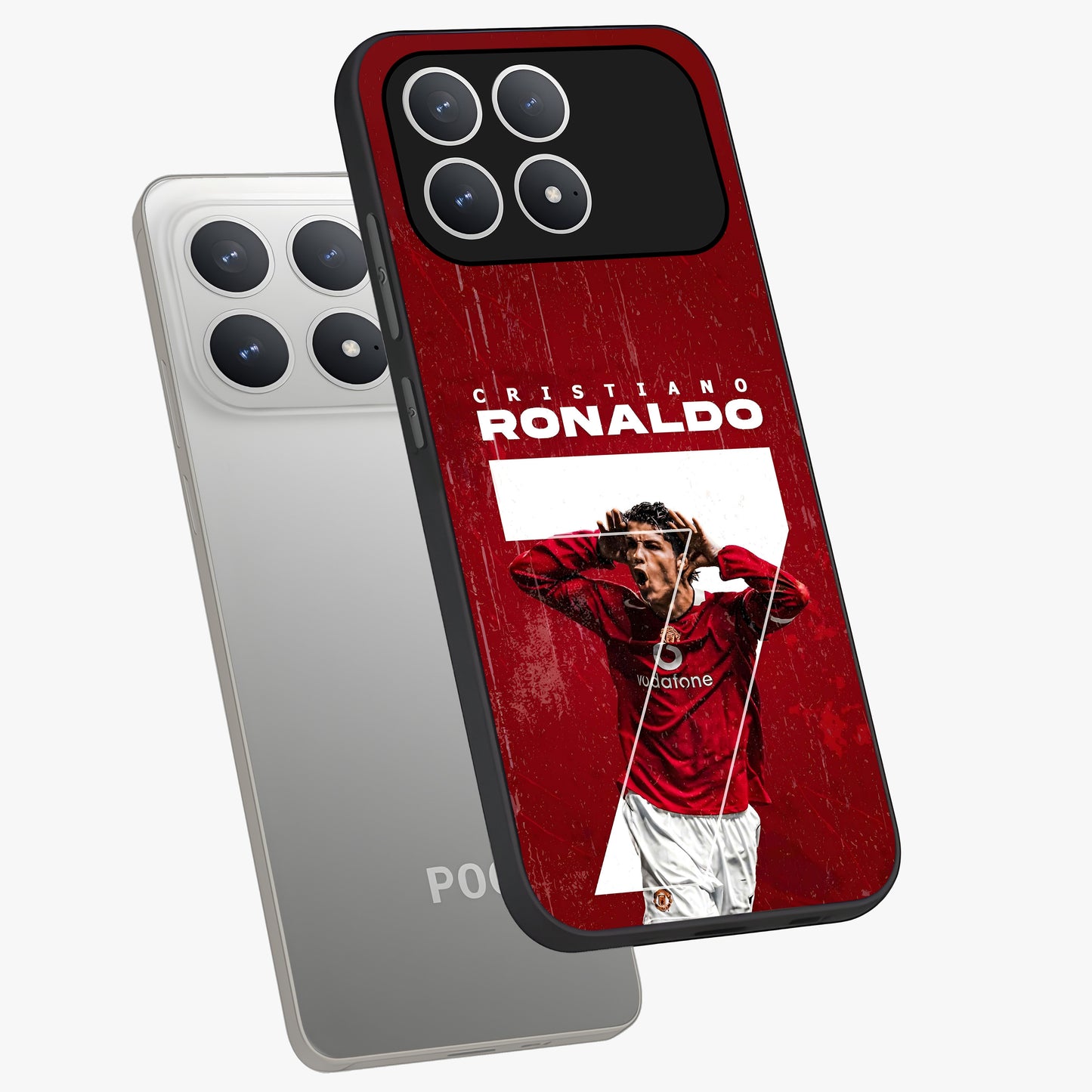 Goal Celebration Legacy Glass Case displayed in angled mockup highlighting energetic sports celebration design with bold athletic theme.