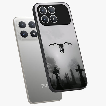 Graveyard Shadow Descent Glass Case displayed in angled mockup highlighting eerie shadow illustration with gothic aesthetic.