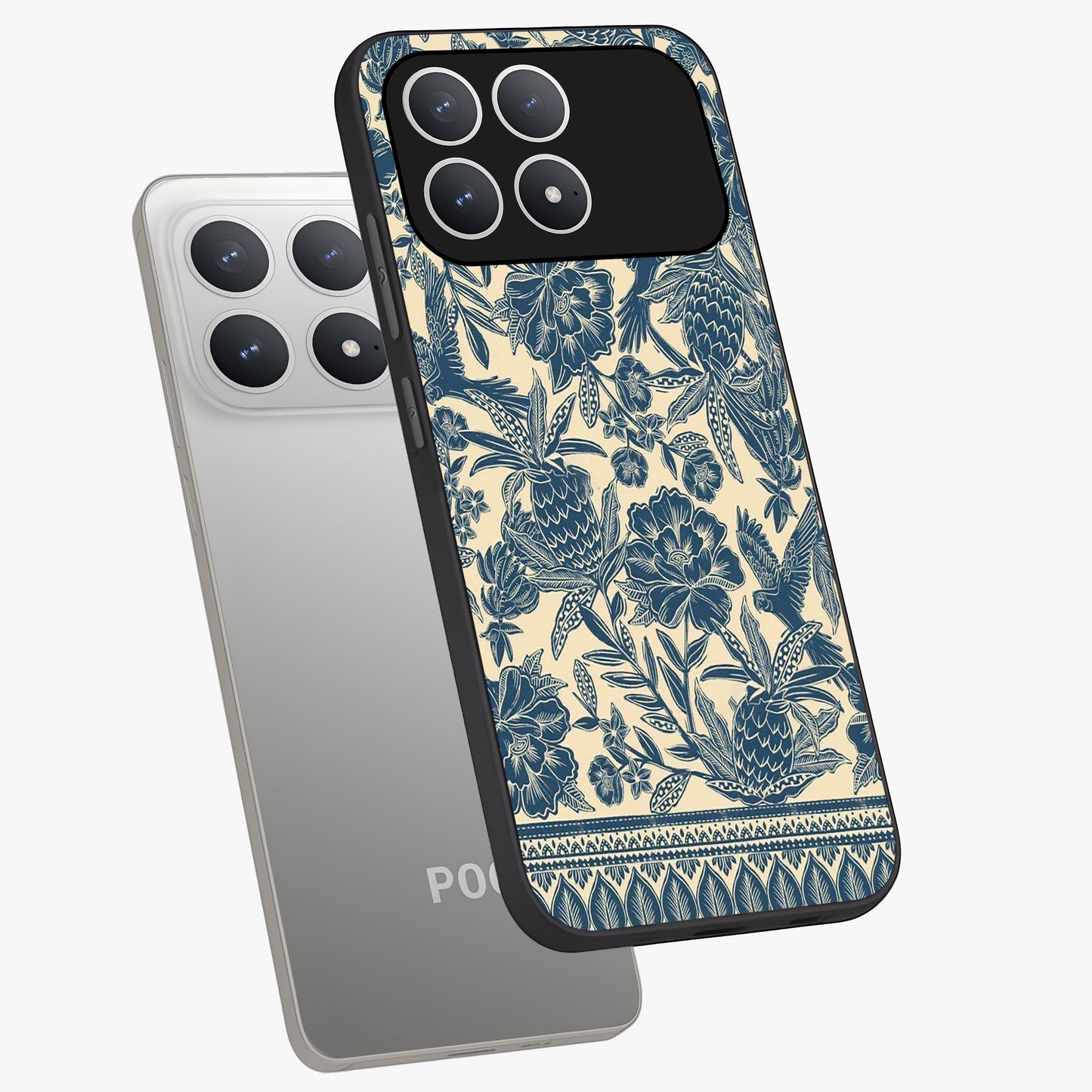 Heirloom Wild Bloom Glass Case displayed in angled mockup highlighting botanical bloom design with classic aesthetic style.