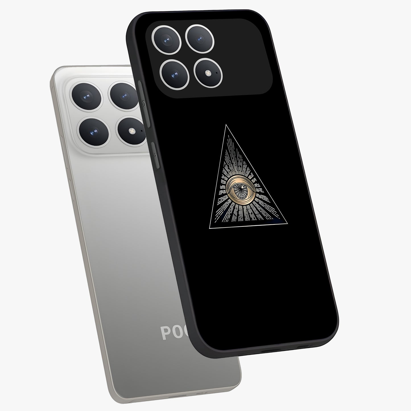 Illuminati Evil Glass Case displayed in angled mockup highlighting dark occult inspired design with bold aesthetic style.