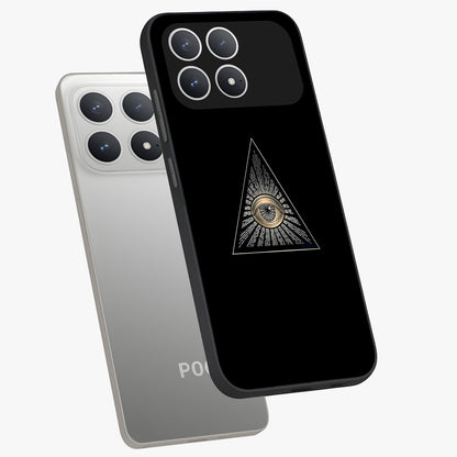 Illuminati Evil Glass Case displayed in angled mockup highlighting dark occult inspired design with bold aesthetic style.