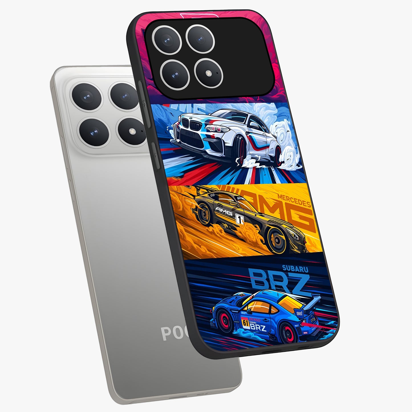 JDM Sports Car Glass Case displayed in angled mockup highlighting sleek Japanese racing car design with automotive aesthetic.
