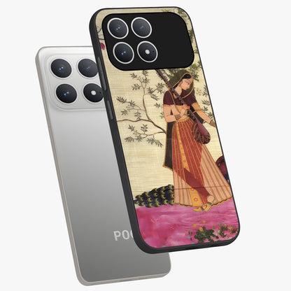 Lady With Veena Art Glass Case displayed in angled mockup highlighting graceful musical illustration with cultural artistic aesthetic.