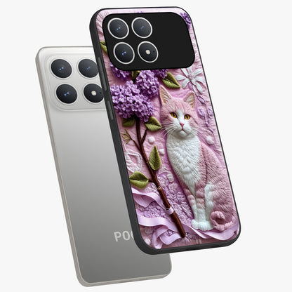 Lavender Cat Whimsy Glass Case displayed in angled mockup highlighting playful feline illustration with pastel lavender aesthetic.