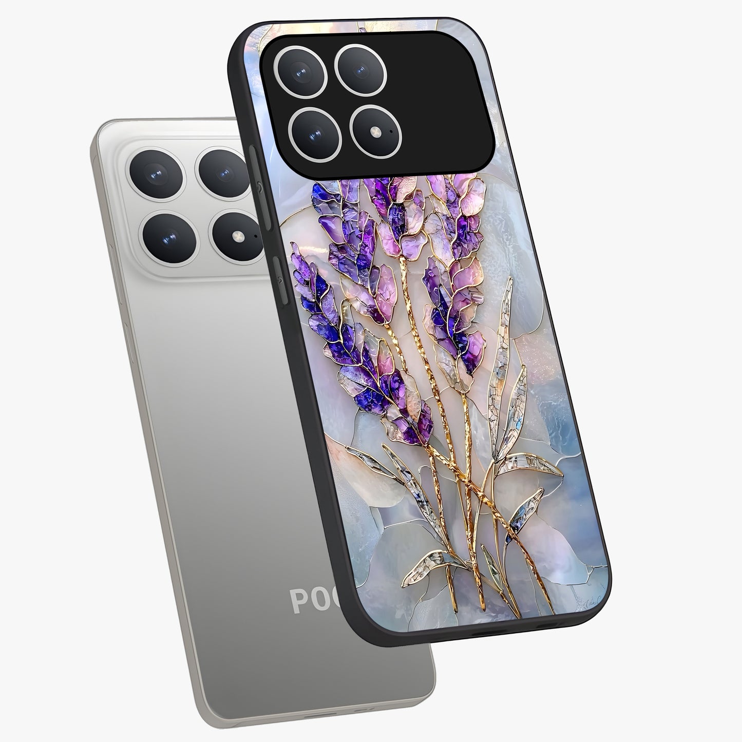 Lavender Dream Glow Glass Case displayed in angled mockup highlighting dreamy purple glow design with soft artistic style.