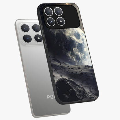 Lunar Horizon Glow Glass Case displayed in angled mockup highlighting celestial moon design with dreamy night aesthetic.