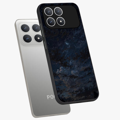 Lunar Veil Silence Glass Case displayed in angled mockup highlighting soft lunar design with peaceful celestial aesthetic.