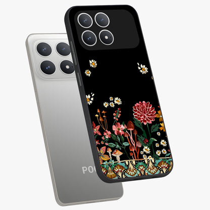 Midnight Bloom Pattern Glass Case displayed in angled mockup highlighting elegant flower design with midnight aesthetic style.