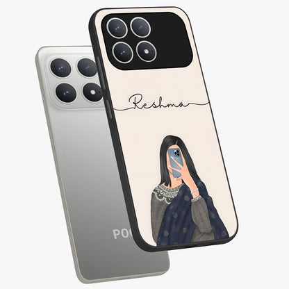 Mirror Mood Muse With Custom Name Glass Case displayed in angled mockup highlighting aesthetic mirror inspired design with custom name feature.