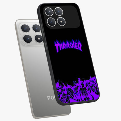 Neon Flame Riot Glass Case displayed in angled mockup highlighting glowing flame design with vibrant neon aesthetic.