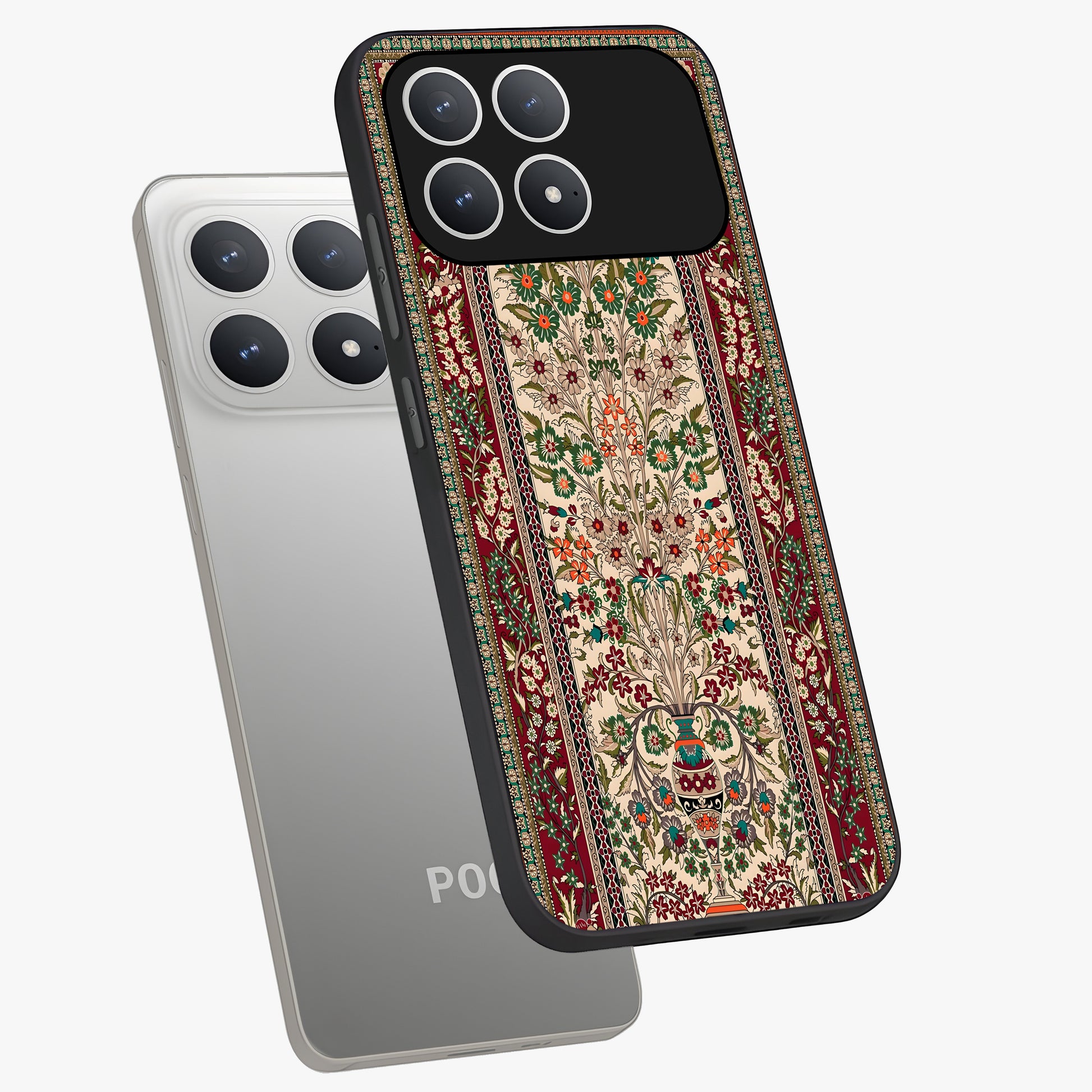 Persian Inspired Glass Case displayed in angled mockup highlighting intricate traditional design with elegant cultural aesthetic.