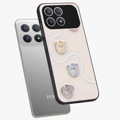 Puffy Face Parade Glass Case displayed in angled mockup highlighting playful cartoon face design with fun aesthetic.