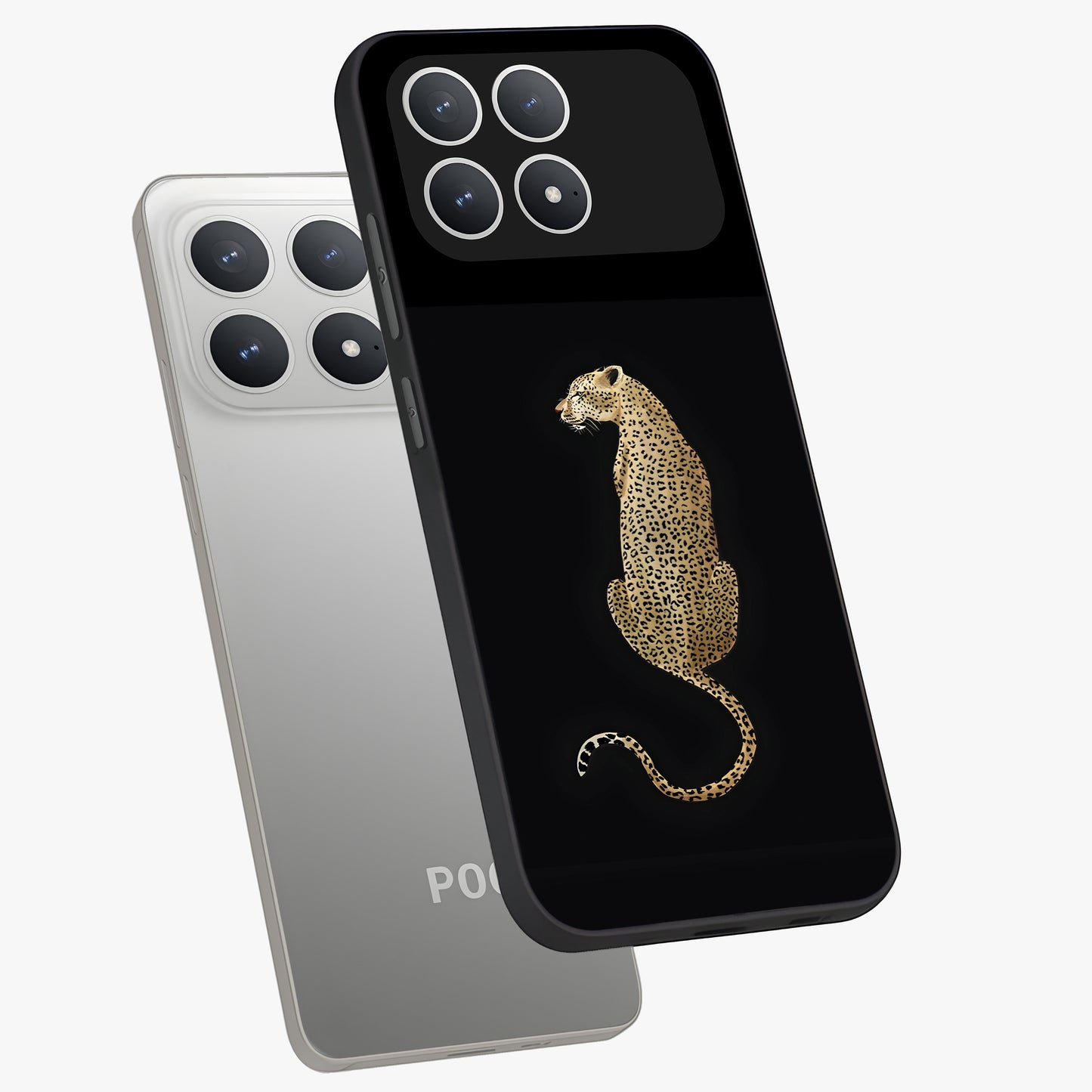 Regal Leopard Glass Case displayed in angled mockup highlighting powerful animal illustration with stylish wild aesthetic.
