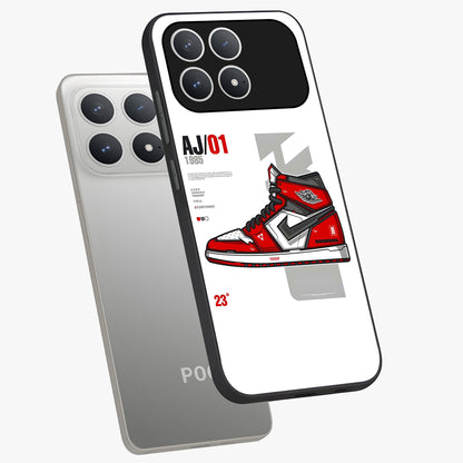 Retro Sneaker Blueprint Glass Case displayed in angled mockup highlighting detailed shoe design with sporty retro aesthetic.