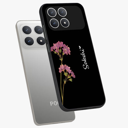Riching Lavender Flower Custom Name Glass Case displayed in angled mockup highlighting delicate lavender flower design with custom name feature.