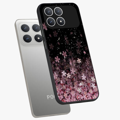 Small Starry Flowers Glass Case displayed in angled mockup highlighting tiny flower pattern with celestial aesthetic style.