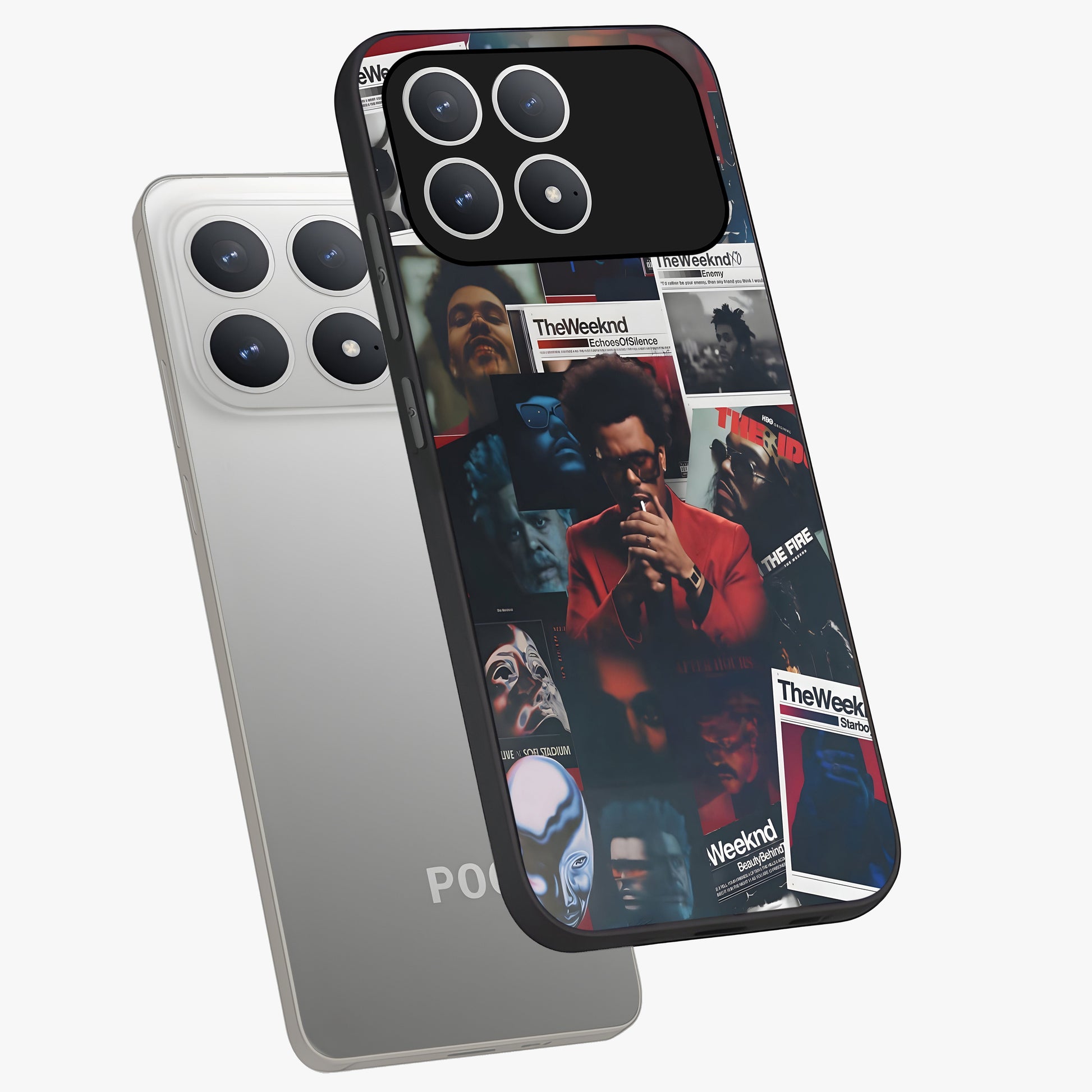 The Weeknd Glass Case displayed in angled mockup highlighting stylish pop culture inspired design with modern aesthetic.