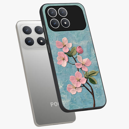 Threaded Blossom Breeze Glass Case displayed in angled mockup highlighting elegant floral design with soft aesthetic style.