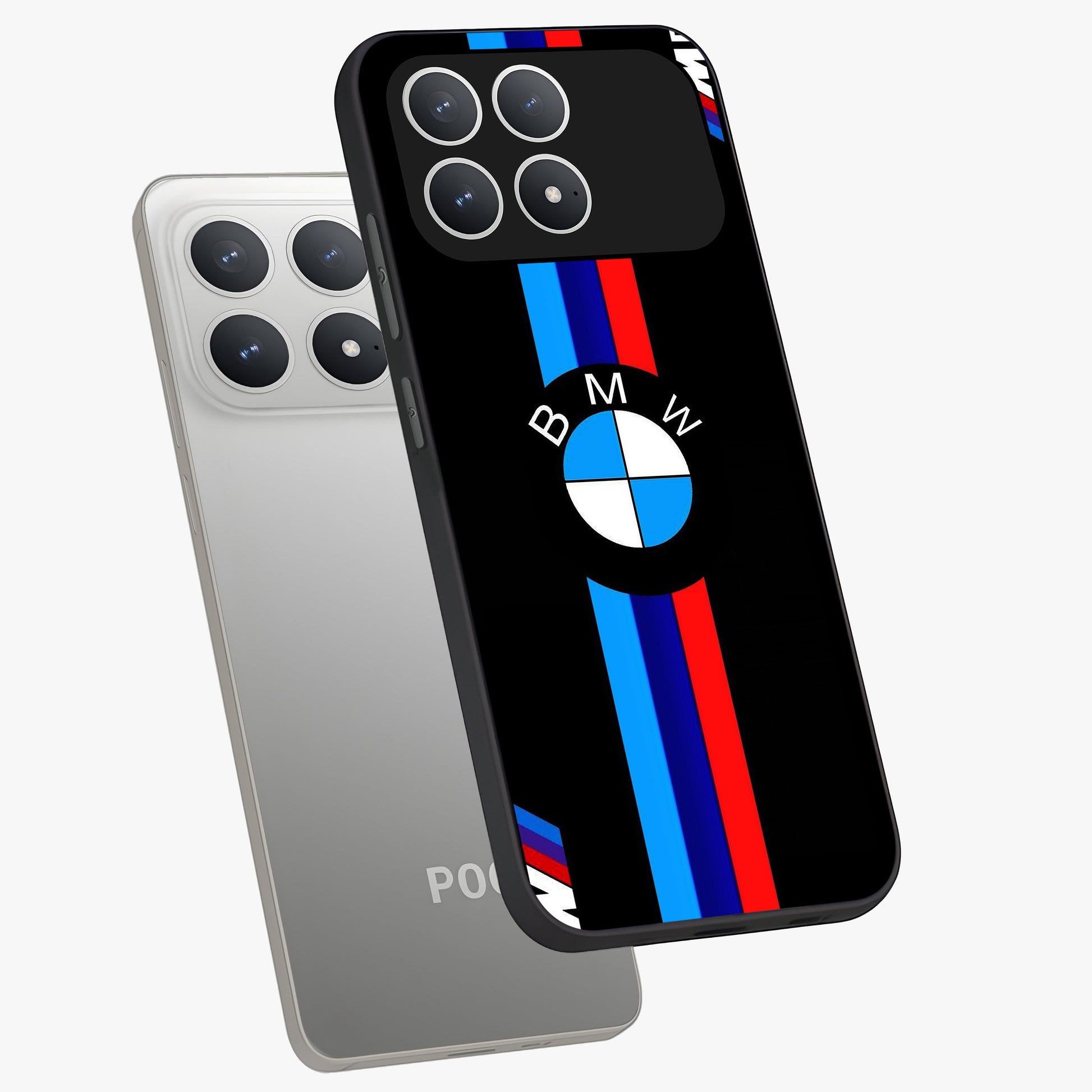 Turbo BMW Beast Glass Case displayed in angled mockup highlighting sleek racing car design with bold automotive aesthetic.