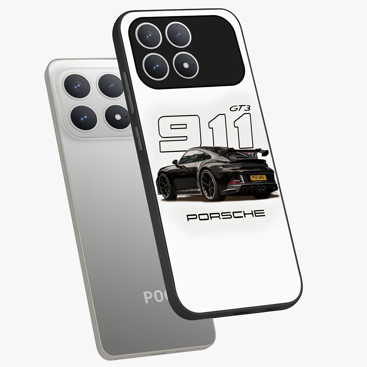 Turbo Legacy Icon Glass Case displayed in angled mockup highlighting dynamic automotive design with performance aesthetic.