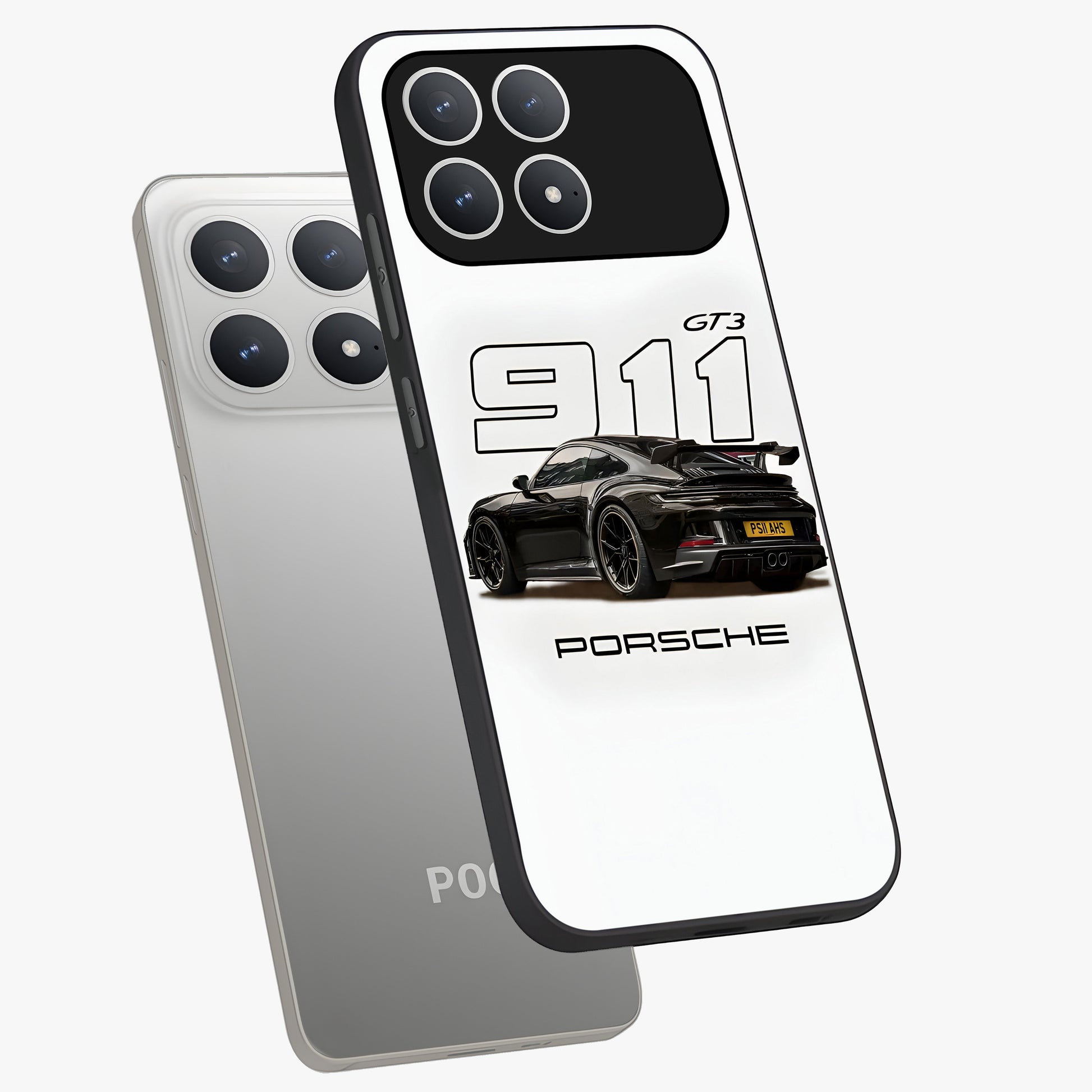 Turbo Legacy Icon Glass Case displayed in angled mockup highlighting dynamic automotive design with performance aesthetic.