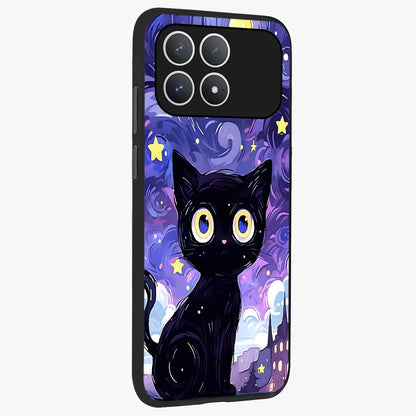 Abstract Cat Art Glass Case upright view showcasing creative feline illustration and aesthetic artistic style.