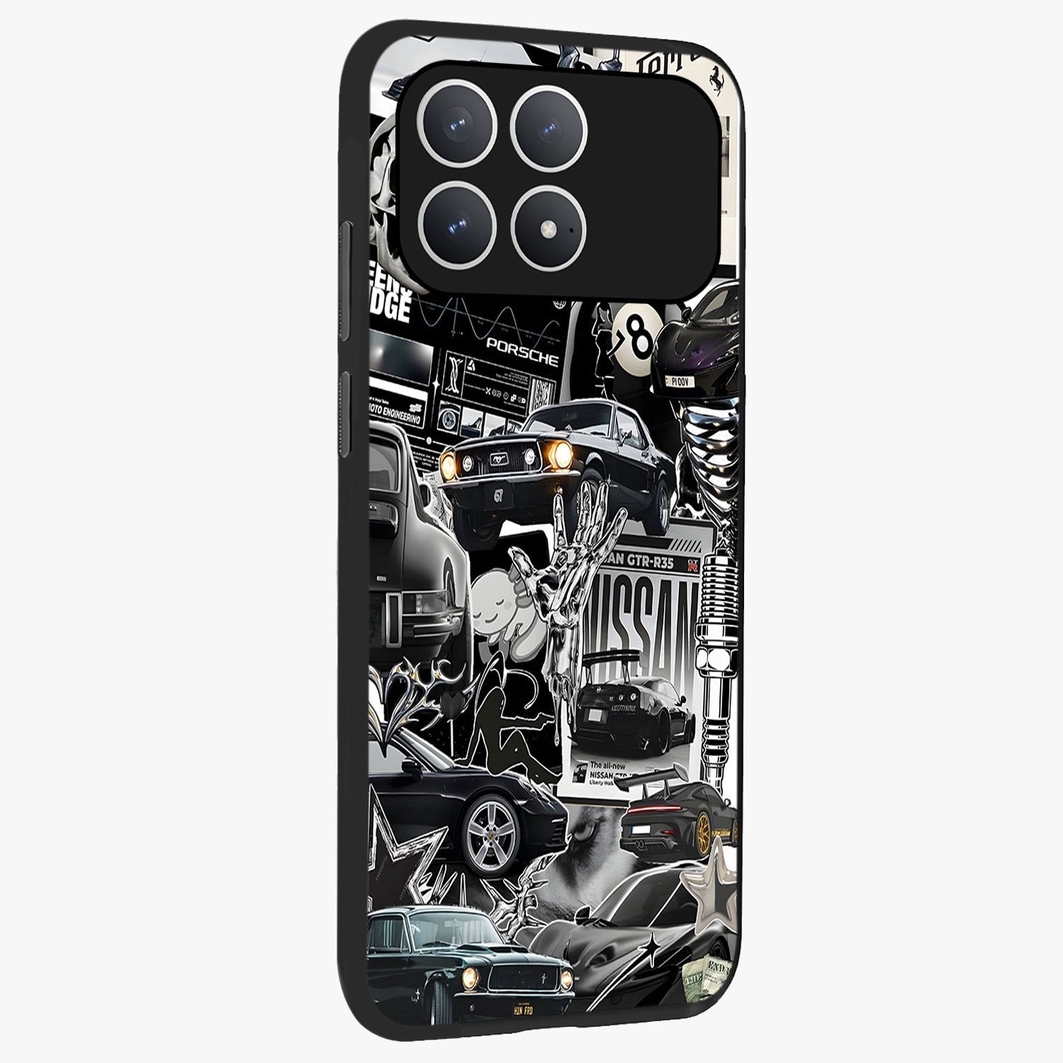 Aesthetic Dark Love Glass Case upright view showcasing dramatic romantic artwork with modern aesthetic style.