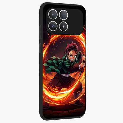 Blazing Sword Resolve Glass Case upright view showcasing dramatic warrior inspired artwork with intense visual style.