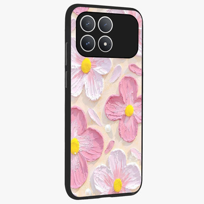 Blush Bloom Texture Glass Case upright view showcasing delicate blush floral texture with modern minimal style.
