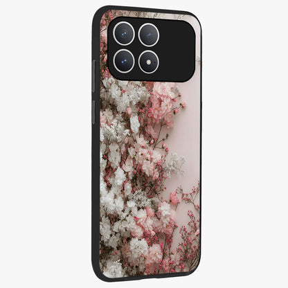 Blush Blossom Cloud Glass Case upright view showcasing calm floral cloud artwork with gentle dreamy theme.